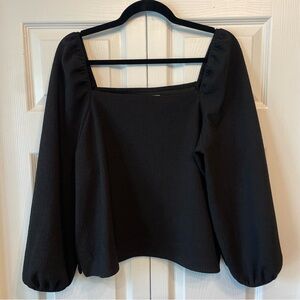 Madewell Black Puff Sleeve Blouse Size L